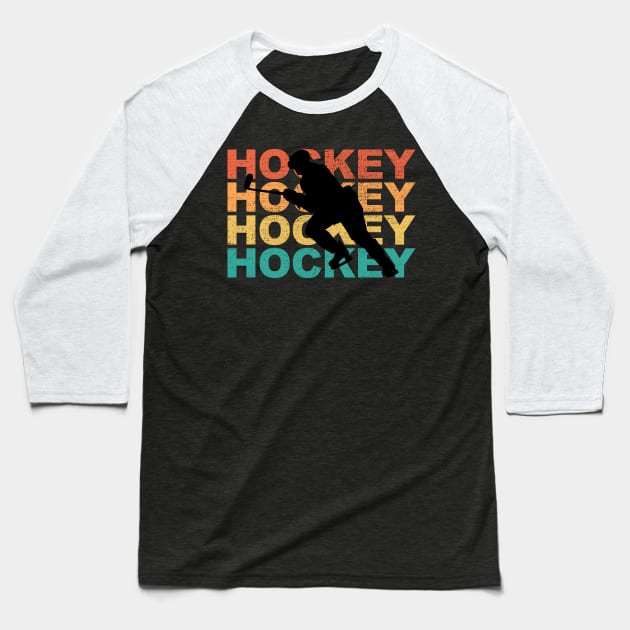 Retro Hockey Gift For Hockey Players Baseball T-Shirt by DragonTees